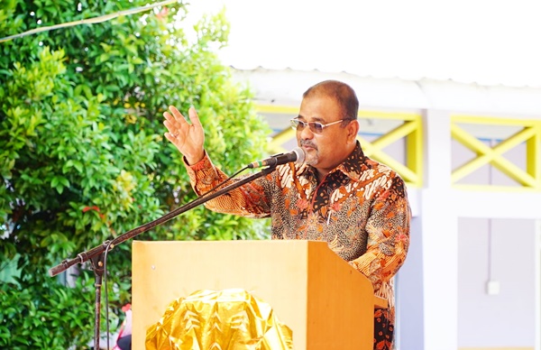 Bupati Karimun, Aunur Rafiq saat memberikan sambutan. (Foto Diskominfo Karimun)