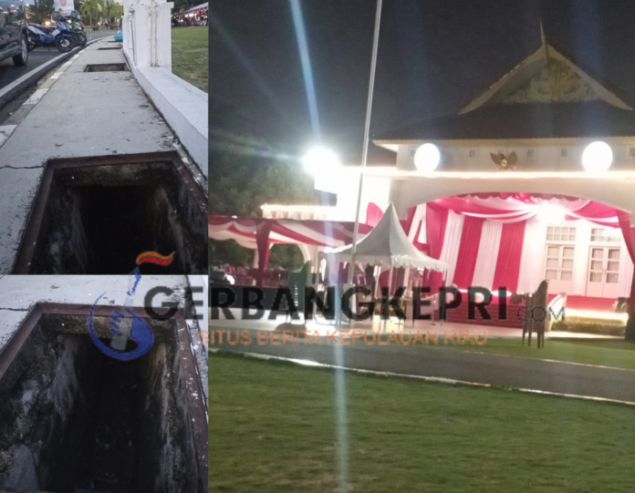 Penutup Parit di Depan Gedung Daerah Kepri Dicuri, Warga Khawatir