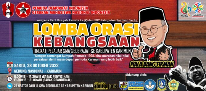 GMNI Dan PDI Karimun Gelar Lomba Orasi Kebangsaan Untuk Pelajar SMA
